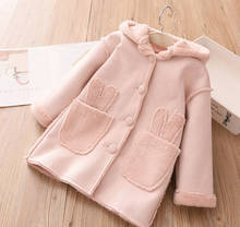 Abrigo con capucha de conejo rosa para niñas y niños, chaquetas de terciopelo gruesas con bolsillos de lana, de 2 a 8 años, invierno, 2021 2024 - compra barato