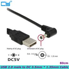 1 шт./лот USB 2,0 штекер на правый угол 90 градусов 3,5 мм 1,35 мм штекер постоянного тока 5 в кабель 80 см 2024 - купить недорого