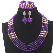 Splendid Purple African Wedding Beads Jewelry Set Women Elegant Jewelry Sets Handmade Free Shipping CD1902 2024 - buy cheap