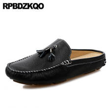 Black Italian Italy Runway Round Toe Mules Luxury Flats Designer European Men Casual Slip-ons Shoes Comfort 2021 Brown Slip On 2024 - buy cheap