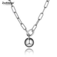 ZooMango Hiphop/Rock титановая цепочка из нержавеющей стали, ожерелья для женщин, модный свитер Chian 22 дюйма, длинное ожерелье ZN19162 2024 - купить недорого