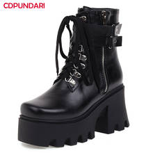 New 2021 Black High Heels Platform Chunky Ankle Boots For Women Spring Autumn Punk Short Boots Shoes Bottines Femme 2024 - buy cheap