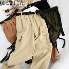 OCEANLOVE Cargo Pants Women Solid Streetwear Casual 2020 Solid Pantalon Femme Student High Waist Korean Ropa Mujer 13900 2024 - buy cheap