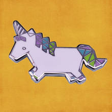 Arco-íris unicórnio cavalo colorido geométrico origami animal esmalte pino bonito pônei potro papel artesanato broche metal distintivo jóias 2024 - compre barato