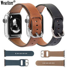 Wearlizer 38 мм 42 мм подлинной кожаный ремешок для наручных часов Apple Watch Sport часы 40 мм 44 мм, ремешок для наручных часов iwatch, 4 2 3 1 Аксессуары 2024 - купить недорого