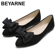 Beyarne 2020 mulher sapatos planos arco camurça apartamentos mulher deslizamento em mocassins sapatos de balé senhoras calçados casuais moda preto mais tamanho 2024 - compre barato