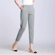 New Women Casual Harajuku Spring Summer Trousers Solid Elastic Waist Cotton Linen Pants Ankle Length Harem Pants S-4XL 2024 - buy cheap