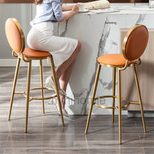 Nordic Bar Chair Minimalist Modern Luxury Bar Chairs Home Furnitrue Bar Chair Backrest Golden Stainless Steel High Stool mc 2024 - buy cheap