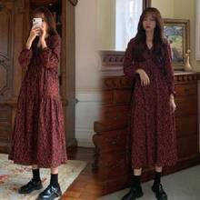 Women Dresses Winter New Large Size Women's Clothing V-neck Floral Dress Long below the Knee Chiffon Dress Vestido De Mujer 2024 - buy cheap