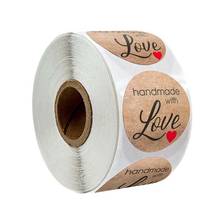 500pcs/roll Kraft Handmade with Love Heart Stickers Seal Labels Scrapbook Decor 2024 - buy cheap