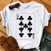 Camiseta kpop, camiseta com cartas de jogo gráfico, estampa coreana de pôquer para mulheres, 80s, estética, verão 2024 - compre barato