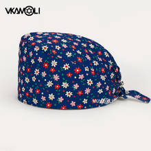 Flores impresso matagal gorros quiropano mujer preços por atacado flor impressão algodão boné de laboratório pet shop hat 2024 - compre barato