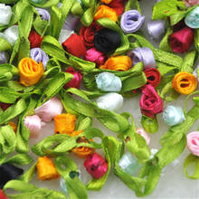 200pcs Small Satin Ribbon Flower Rose sewing wedding appliques E62 2024 - buy cheap
