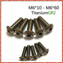 50 unids/lote M6 * L puro titanium tornillo de cabeza hueca redondeada titanium Aleación de tornillo pequeño GR2 ISO7380 M6 * 10/12/15-50/55/60 2024 - compra barato