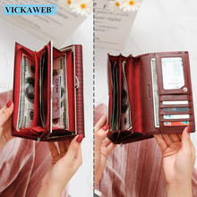 VICKAWEB Genuine Leather Women Wallet Multifunction Womens Clutch Big Wallets Ladies Purses Female Card Holder Purse Phone Bag 2024 - buy cheap