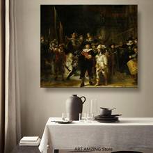 Canvas Rembrandt《The Night Watch》Art Oil painting Artwork Poster Picture Modern Wall decor Home Living room Decoration 2024 - buy cheap