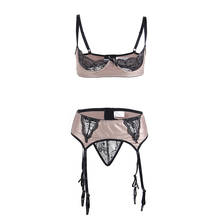 2 Piece Sexy Lingerie Set for Women Bra and Panty Set Open Cup Plus Size Underwear Sets With Garter Belt R80313 2024 - buy cheap