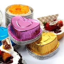 Mini copos descartáveis para cupcakes, de alumínio, descartável, em forma de coração, para fazer bolos, 2024 - compre barato
