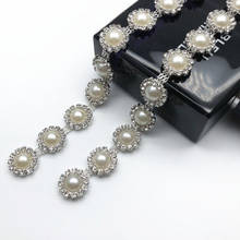 10 yardas de cristal claro Rhinestone Trim perla cadena flor collar artesanía traje costura boda decoración DIY Accesorios 2024 - compra barato
