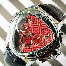 Jaragar relógio mecânico masculino, relógio masculino vermelho automático de pulso com pulseira de couro triangular, relógio masculino de corrida com dropshipping 2024 - compre barato