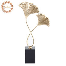 Creative Home Golden Ginkgo Leaves Copper Ornaments Abstract Metal Decor Figurine Decorative Metal Statue Best Gift 2024 - buy cheap