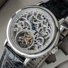 Relógio de pulso mecânico masculino super luxo, esqueleto, turbilhão, esqueleto, couro de crocodilo de safira, movimento st8000k 2024 - compre barato