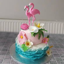 Pink Flamingo Cake Topper Tropic Party Summer Flower Girl Birthday Wedding Deco Flamingo Cake Decor Hawaii Party Decor 2024 - buy cheap