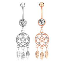 1pc Navel Ring Surgical Steel Belly Button Piercing Dream Catcher CZ Crystal Ombligo Bar Barbell for Woman Sexy Body Jewelry 14G 2024 - buy cheap