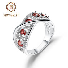 GEM'S балетное 925 пробы, серебряное кольцо с камнем рождения, 1.20Ct, натуральный красный гранат, драгоценный камень, кольца на палец для женщин, хорошее ювелирное изделие 2022 - купить недорого