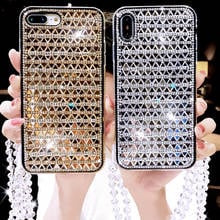 Bling Diamond Rhinestone Case for Samsung Note 10 Plus iPhone 11 Pro XS MAX XR X 7 8 6 6S Huawei P30 Pro Cover + Crystal Lanyard 2024 - buy cheap
