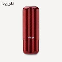 LUBINSKI-soporte para cigarros de fibra de carbono brillante, estuche para cigarros de 2 tubos, Humidor, utensilio para fumar, COHIBA 2024 - compra barato