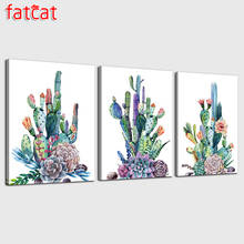 FATCAT-pintura de diamante 5d diy, punto de cruz, cactus, planta, Cuadrado completo, redondo, bordado de diamantes de imitación, kits de decoración del hogar AE268 2024 - compra barato