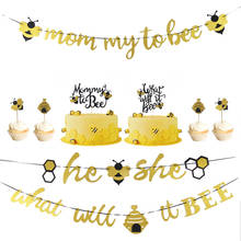 He or She Baby Shower Banner Bee Cake Toppers Mommy To Bee Gender Reveal Party Supplies Decorations Honey Bumble 2024 - buy cheap