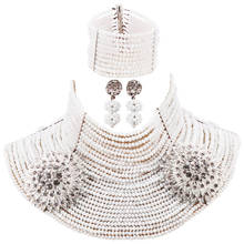 beautiful white crystal bead 25 layers choker necklace nigerian beads african wedding jewelry sets 2024 - buy cheap