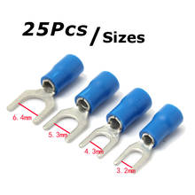 25pcs/lot Blue Insulated Fork Wire Connector 1.5-2.5mm 16-14AWG 6.4m 5.3mm 4.3mm 3.2mm Electrical Crimp Terminal 2024 - buy cheap