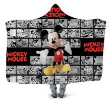 Manta con capucha de Lilo & Stitch de Disney, edredón grueso de doble felpa para bebé, supercómodo y suave, Mickey, Minnie Mouse 2024 - compra barato