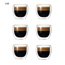 Juego de tazas de café de vidrio con aislamiento de doble pared, juego de tazas de café de vidrio resistente al calor para beber té, Latte,Espresso, 2,7 oz, 2/6 Uds. 2024 - compra barato