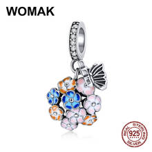 Colorful Flower Charm Necklace Pendant Fit Bangle Enamel Beads 925 Sterling Silver Jewelry Accessories DIY Gift Making for Woman 2024 - buy cheap