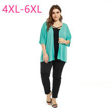 New spring autumn plus size cardigan for women large loose casual short sleeve blue black knit thin coat 4XL 5XL 6XL 2024 - buy cheap