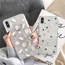 Ottwn Clear Phone Case For iPhone 11 Pro 12 Pro Max 7 8 Plus XS Max XR X Love Heart Daisy Flowers Soft Silicone Cover Back Cases 2024 - купить недорого