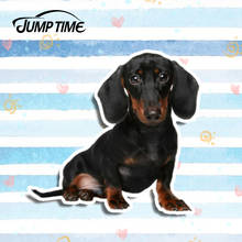 Jump time 13cm x 12.1cm dachshund leal bonito animal de estimação vinil adesivo janela do carro pára-choques decalque cão carro adesivo à prova d3d água 3d estilo do carro 2024 - compre barato