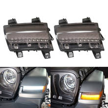 Kit de lâmpadas led para-lamas brancas de seta âmbar drl para jeep wrangler jl 2013-2018 2024 - compre barato