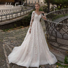 Ashley Carol-vestido de novia de corte en A, manga larga, novia, apliques de cuentas, Vintage, Princesa, 2021 2024 - compra barato