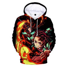 Sudadera con capucha de Anime Demon Slayer para hombre, ropa deportiva con estampado de Tanjiro, sudaderas de doble Color, Tops finos Harajuku, gran oferta 2024 - compra barato