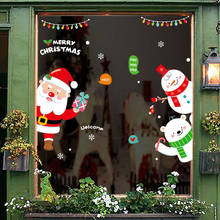 Pegatinas de PVC de Papá Noel con copos de nieve para ventana, 1 pieza, pegatinas de pared de invierno, calcomanías extraíbles de vidrio para Navidad, decoración del hogar y habitación 2024 - compra barato