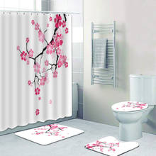 Стильный розовый белый Вишневый цветок дерево домашний декор Вишневый цветочный Сакура цветок ванная комната занавески для душа набор с ванной ковер 2024 - купить недорого
