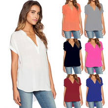 Shirts Women Chiffon Blusas Plus Size Tops Blouse Women Woman 2022 Summer V-Neck Solid Color Casual Blusas Mujer De Moda Blusa 2024 - buy cheap