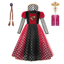 Vestido Rojo de Reina para fiesta de Halloween, traje de baile a cuadros para niñas pequeñas, disfraces de juego de rol de TV de dibujos animados para niños, 2-10T 2024 - compra barato