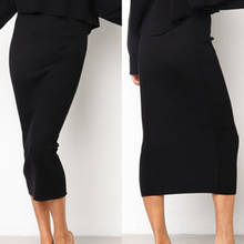Falda larga de punto para mujer, a la moda Falda de tubo, Sexy, color blanco y negro, de cintura alta, elástica, ajustada a la cadera, para otoño 2024 - compra barato