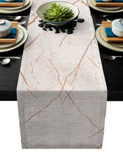 Camino de mesa con patrón de textura de mármol marrón abstracto, mantel de algodón y lino, decoración moderna para fiestas, bodas y comedor 2024 - compra barato